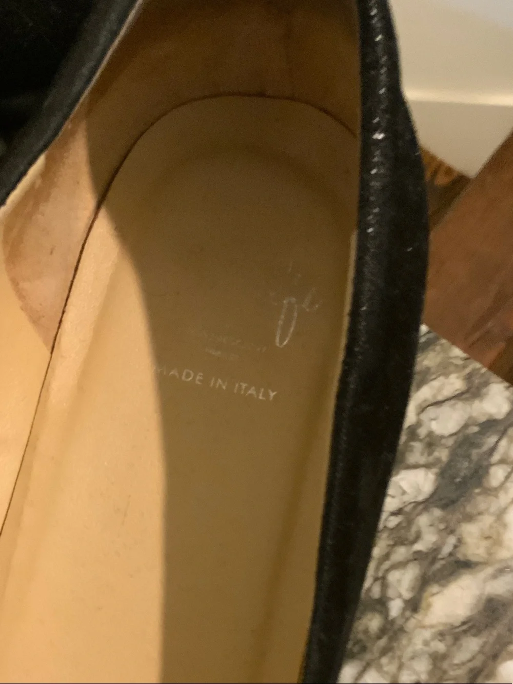 Amalfi Black Pointed-Toe Cross-Strap Flats with Dark Gray Suede